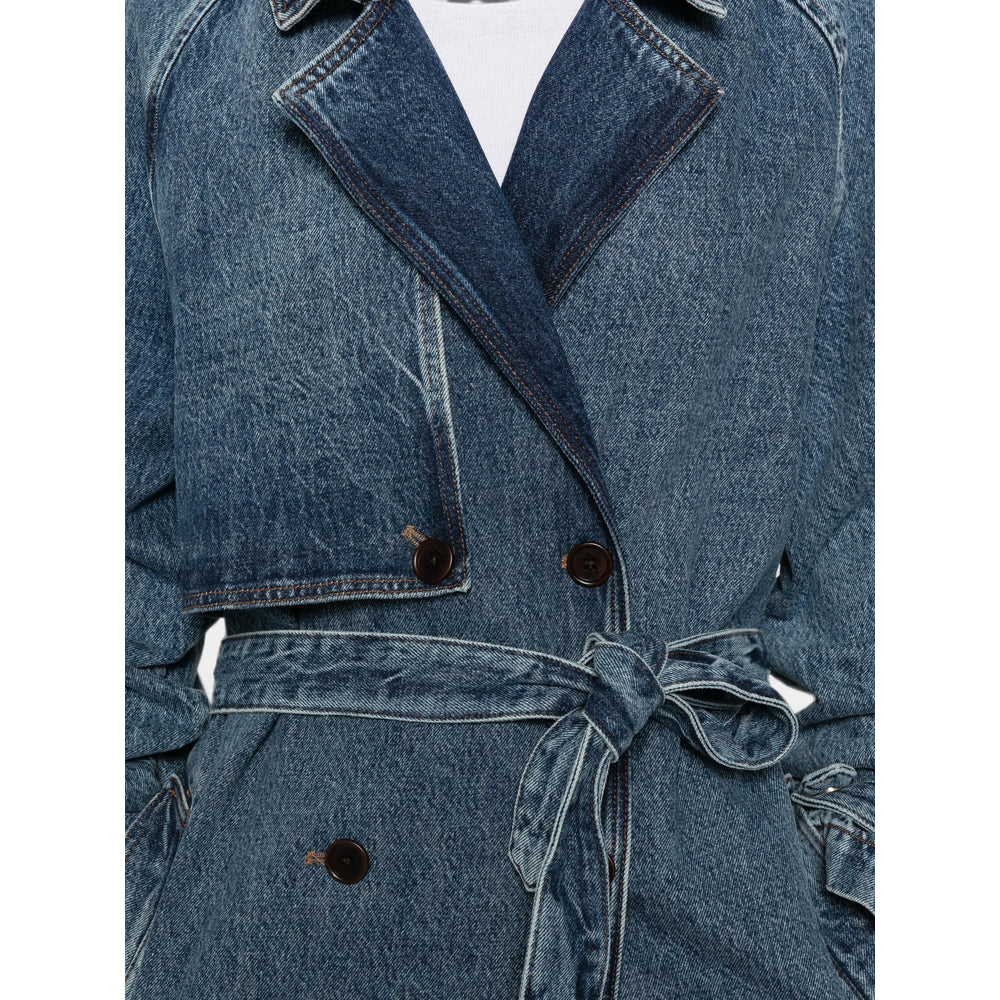 Trench Coat Cotton Denim Blue