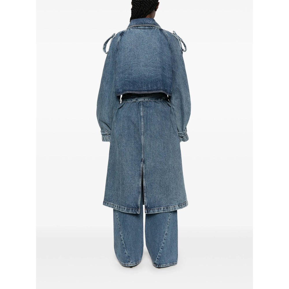 Trench Coat Cotton Denim Blue