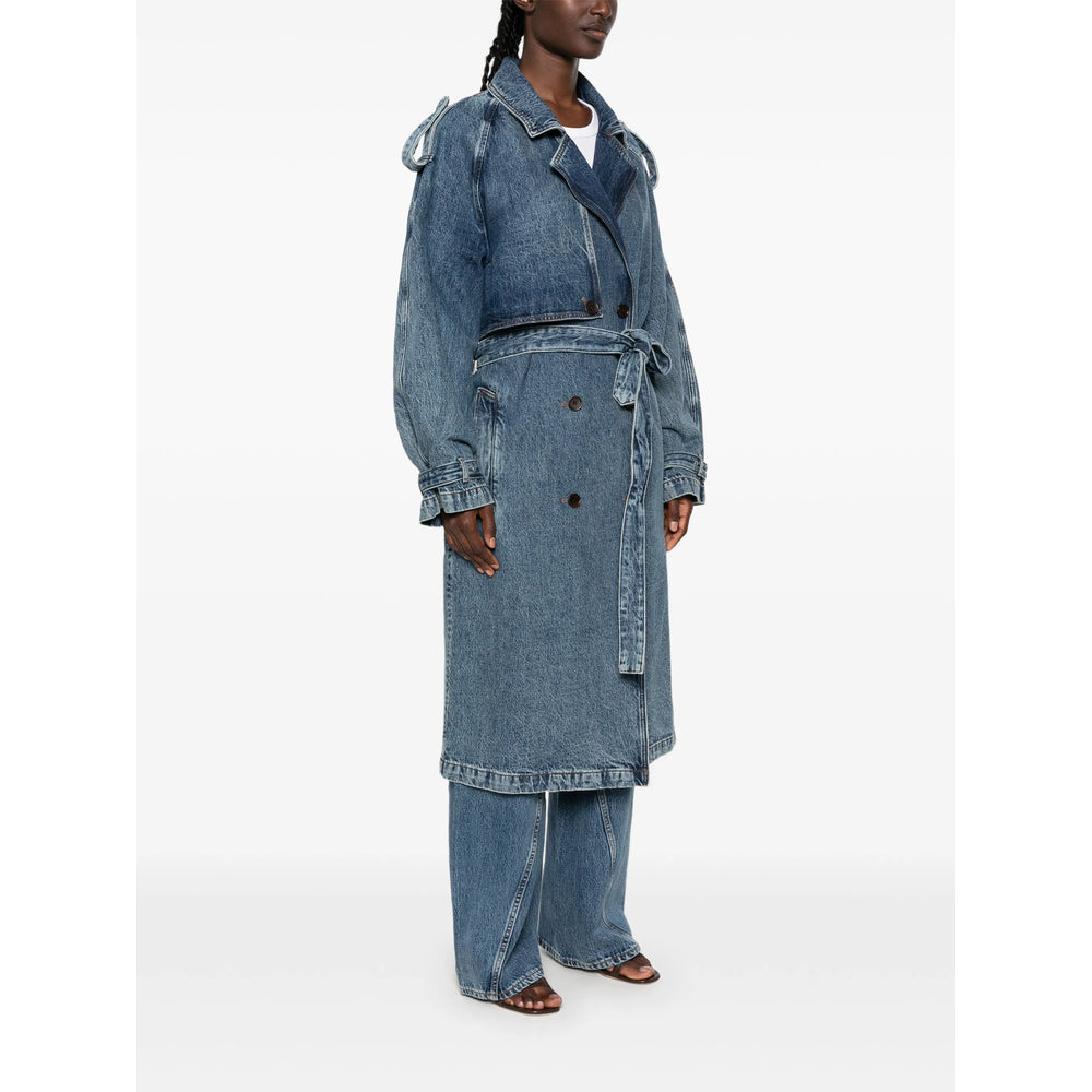 Trench Coat Cotton Denim Blue