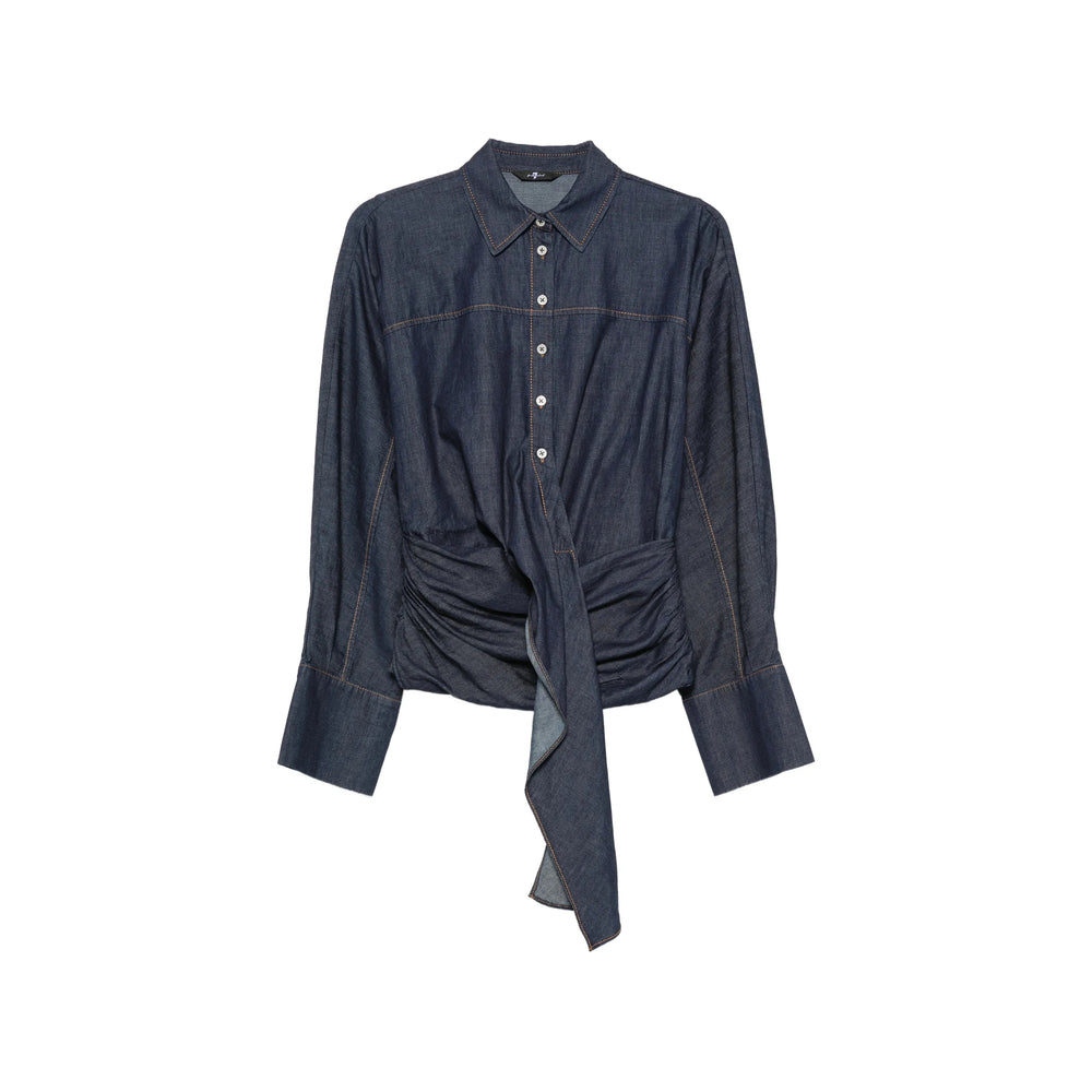 Waist-Tie Shirt in Indigo