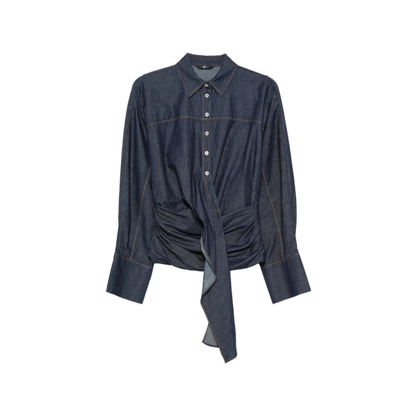 Waist-Tie Shirt in Indigo