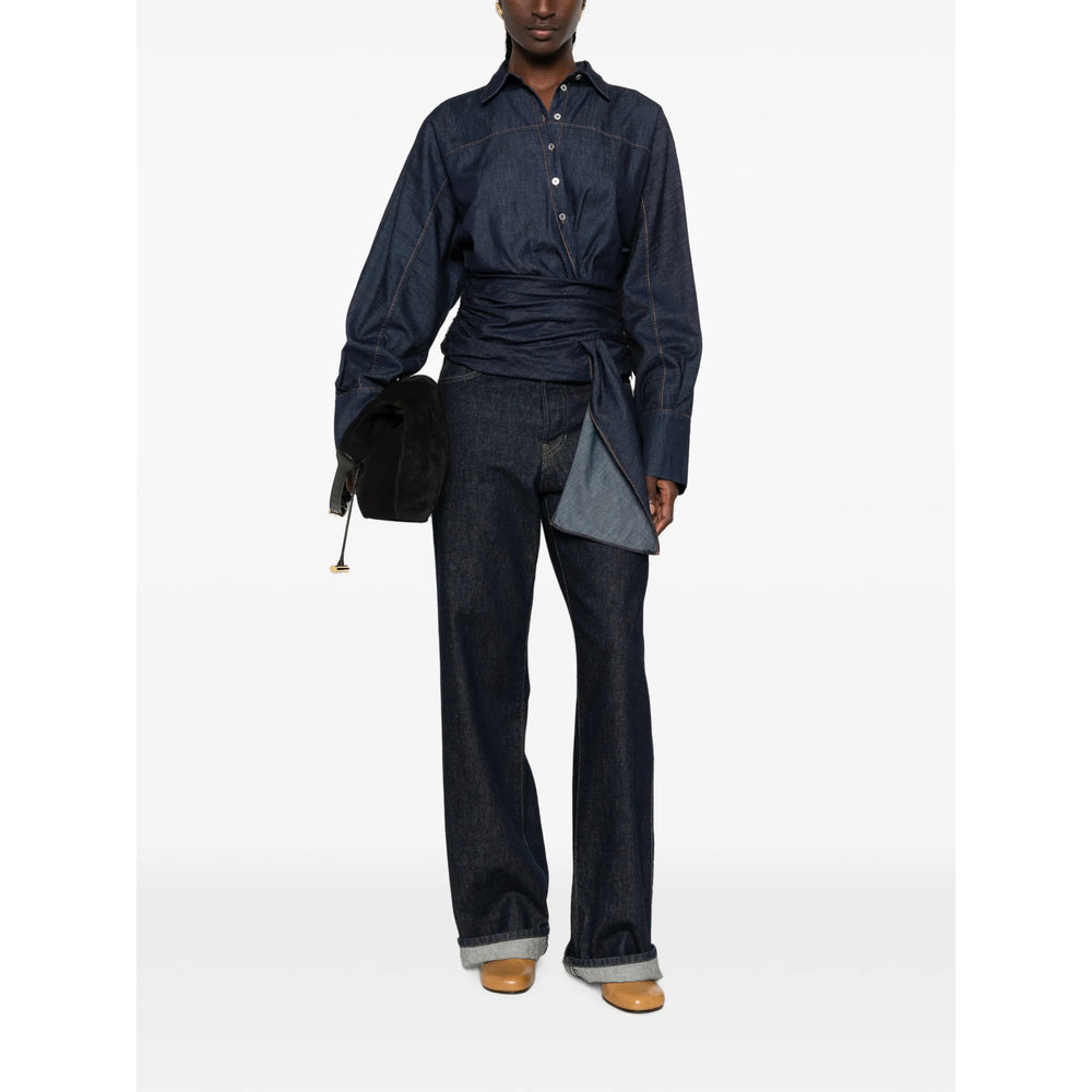 Waist-Tie Shirt in Indigo