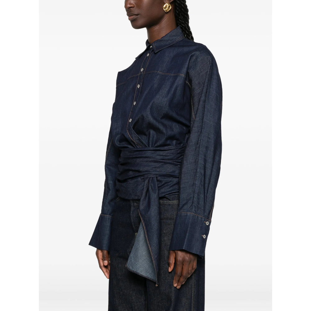 Waist-Tie Shirt in Indigo