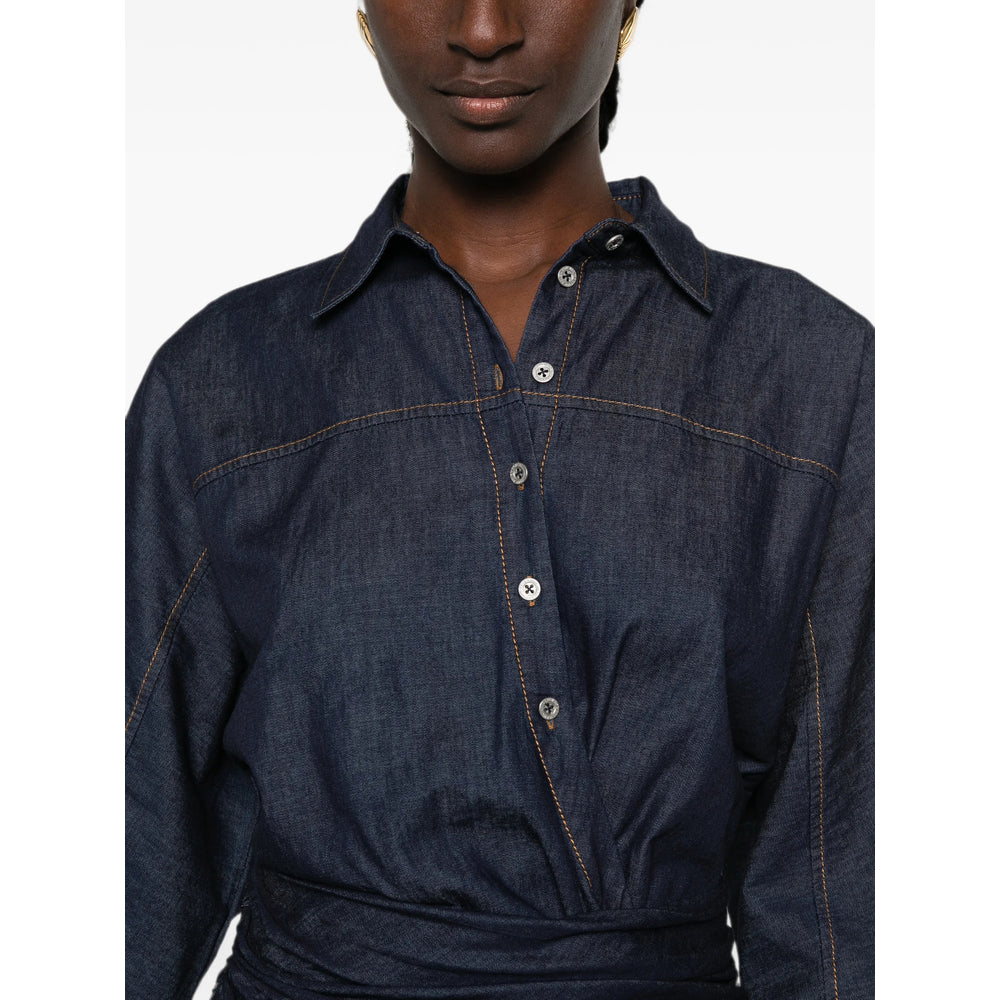 Waist-Tie Shirt in Indigo