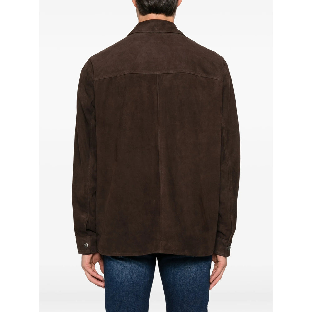 Calf Suede Overshirt in Brown