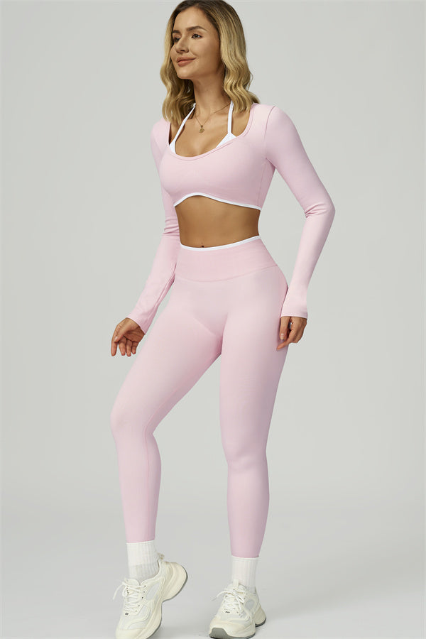 The Prime Line Long Sleeve Crop Top Leggings 2-Piece Set