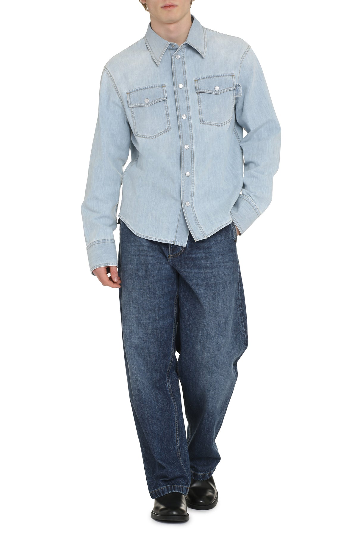 Denim Shirt With Flap Pockets