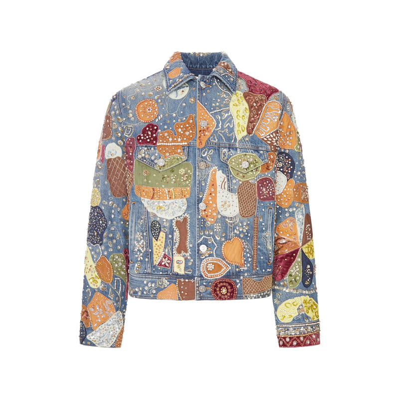 AMIRI Embroidered Denim Jacket Blue