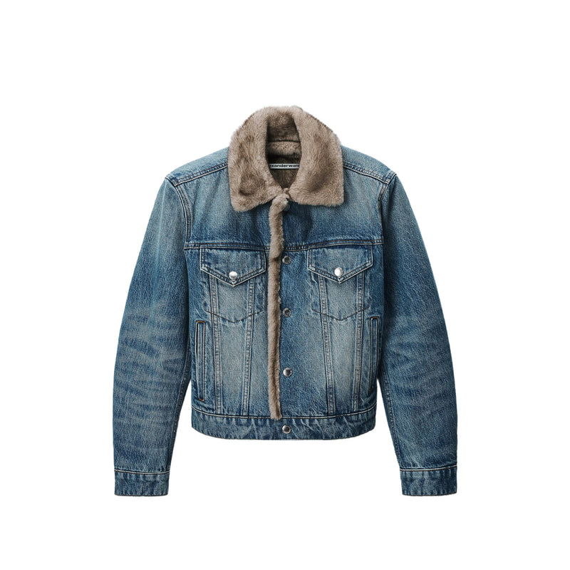 Denim Jacket With Faux-Fur Trim