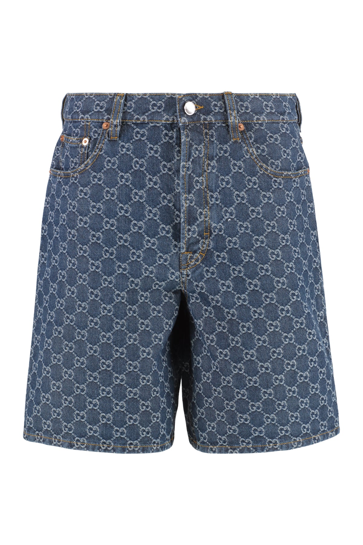 Jacquard Logo Denim Shorts