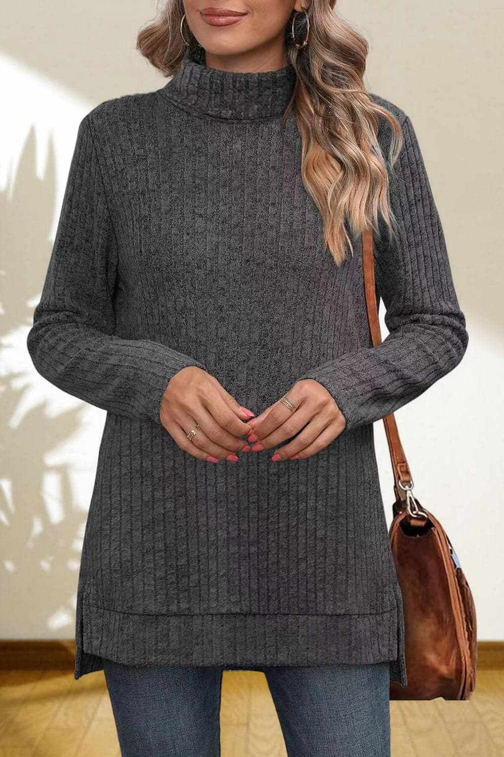 Trendsi Chic high-low turtleneck top