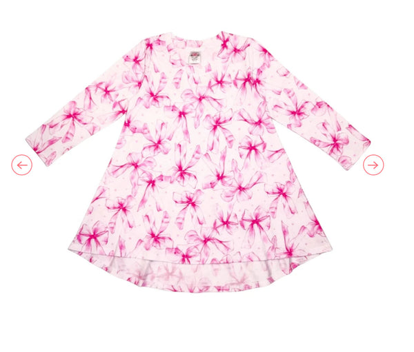 Esme Long Sleeve Hi-low Dress -Pink Tulle Bows