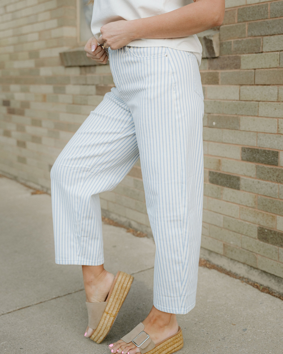 Lennox Stripe Casual Barrel Jeans
