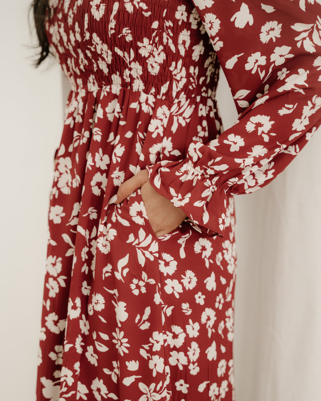 Lydia Sleeve Square Neck Smocked Maxi Dress