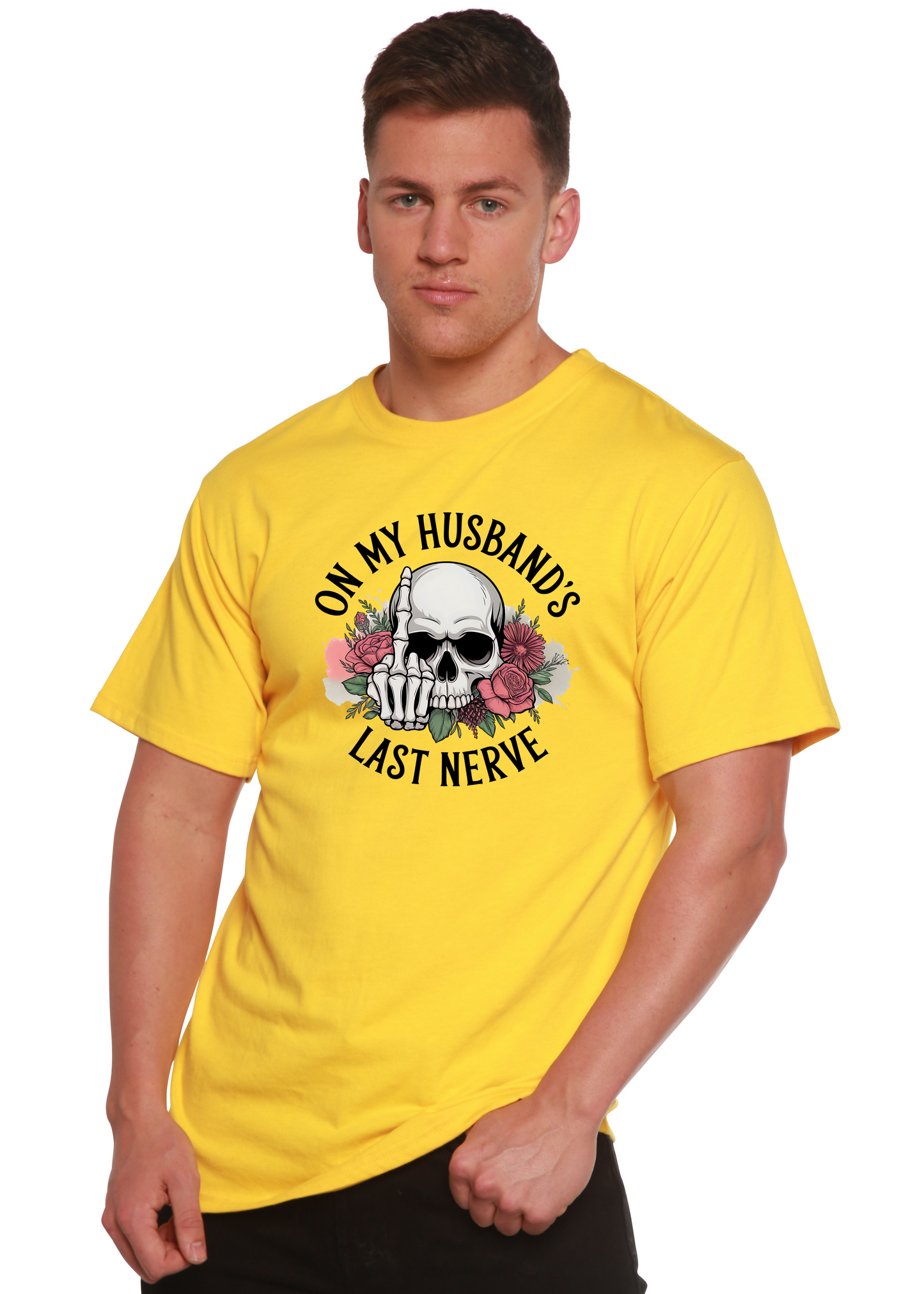 On My Husbands Last Nerve Sublimation Unisex Bamboo/Cotton Graphic T-Shirt