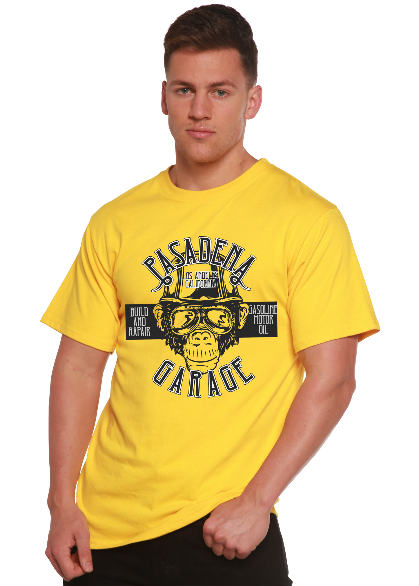 Pasadena Garage Men's Bamboo Viscose/Organic Cotton Short Sleeve Graphic T-Shirt