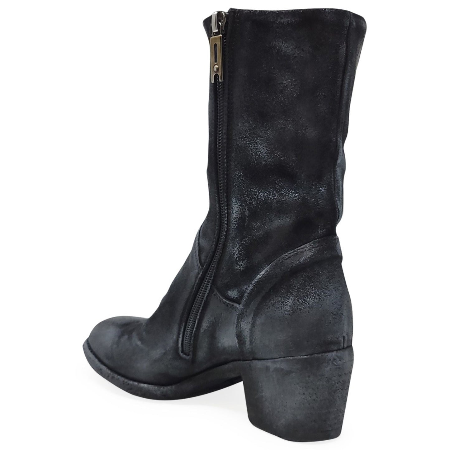 Silver Suede Metallic Mid Calf Boot