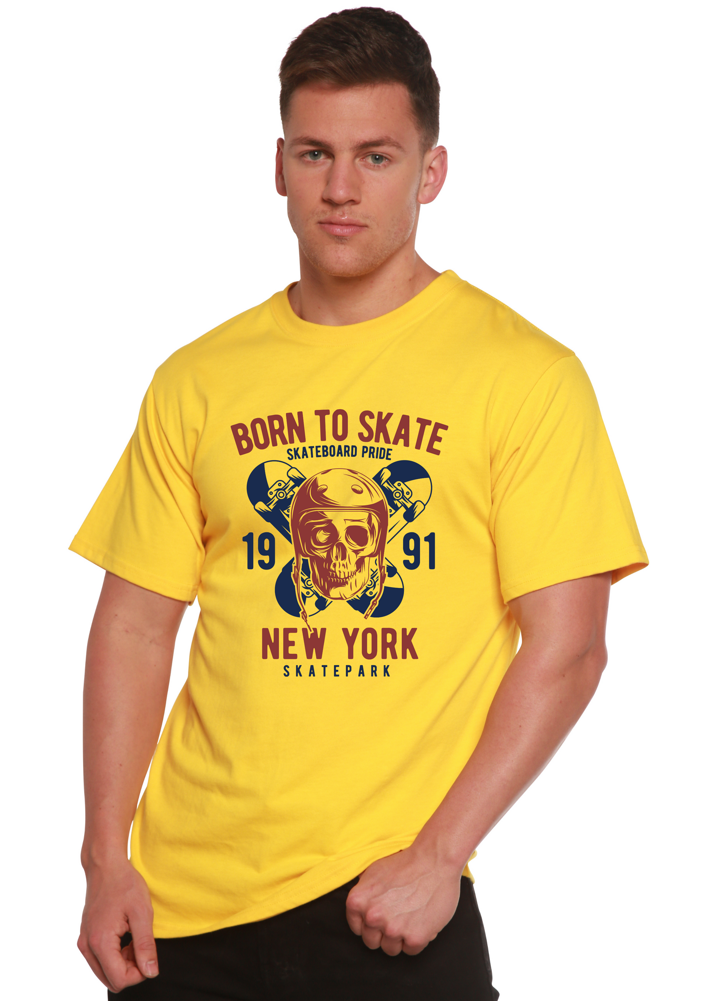 Born To Skate 1991 New York Men's Bamboo Viscose/Organic Cotton Short Sleeve Graphic T-Shirt