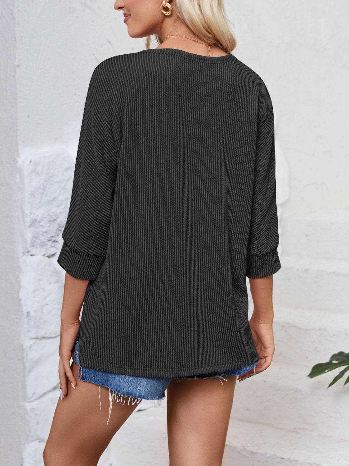 Trendsi just arrived - Textured 3/4 sleeve blouse