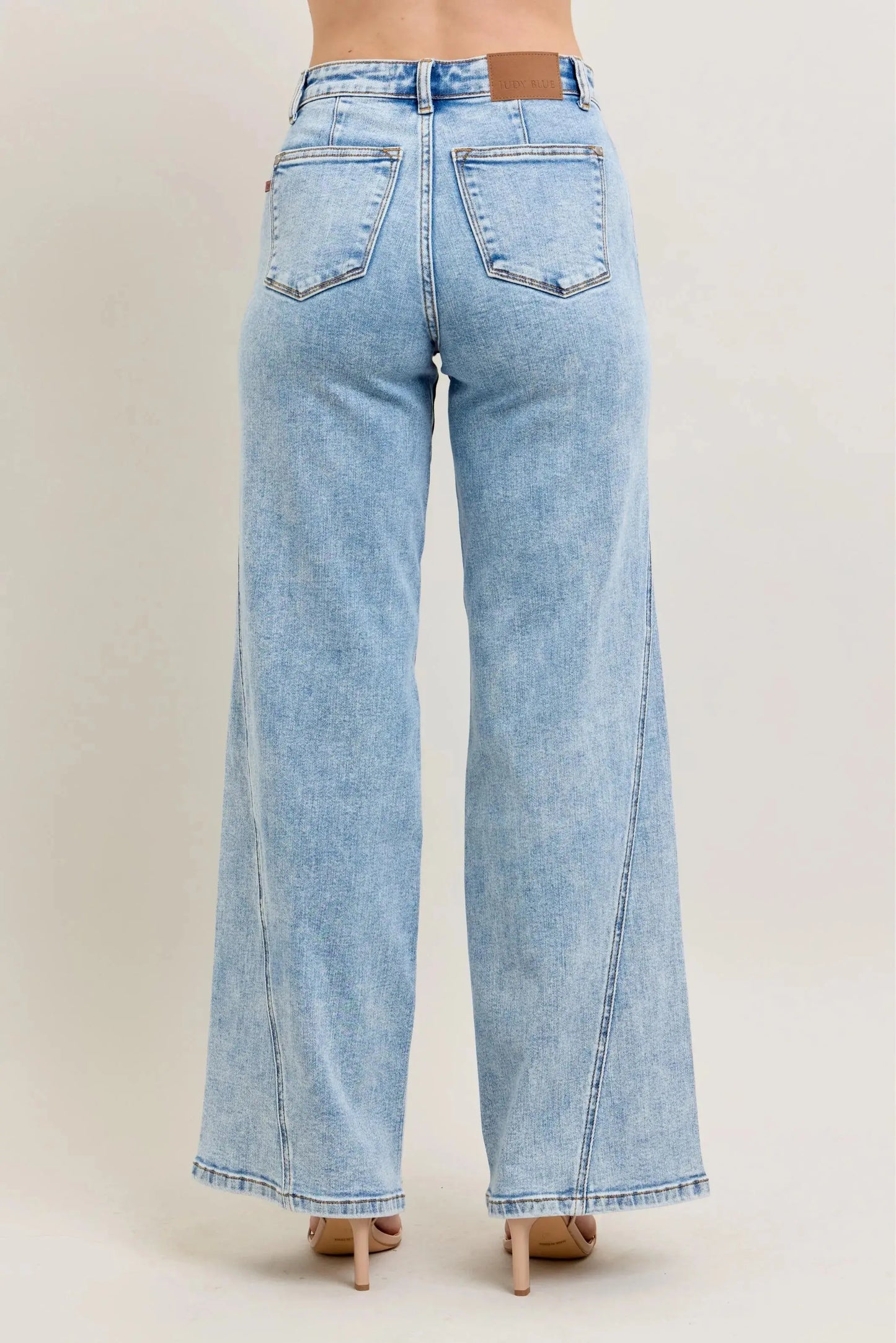 Plus Size Jeans - High Waist Wide Leg - Skewed Inseam Denim