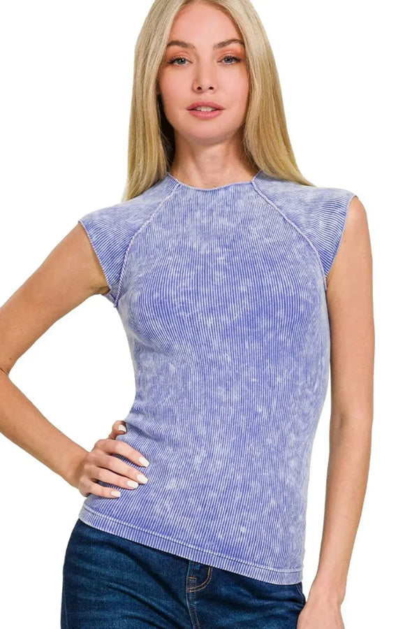 Women's Tee - Ribbed Seamless Soft Stretchy - Casual