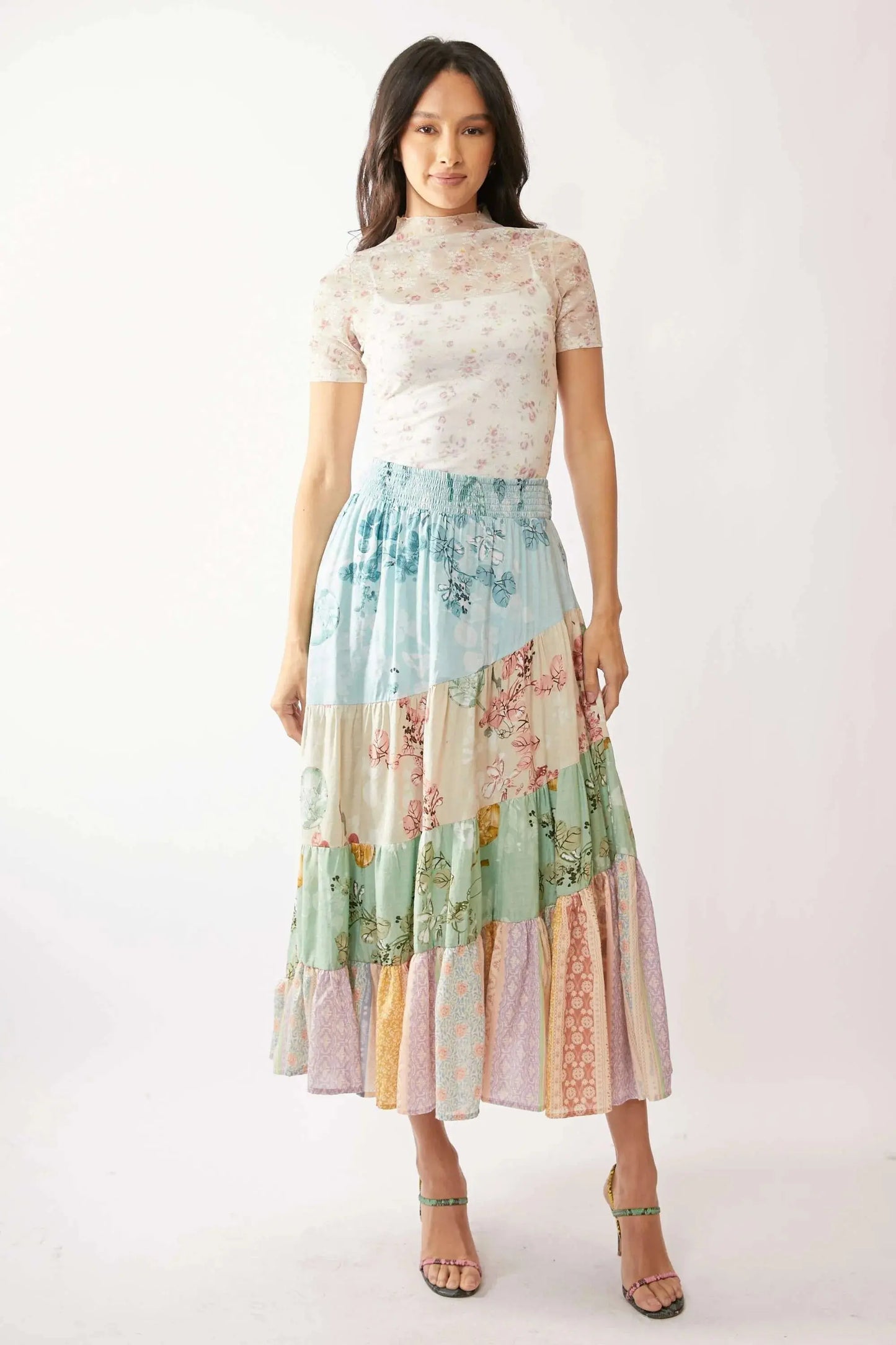 Floral Mesh Top - Lightweight & Breathable - Casual Tee