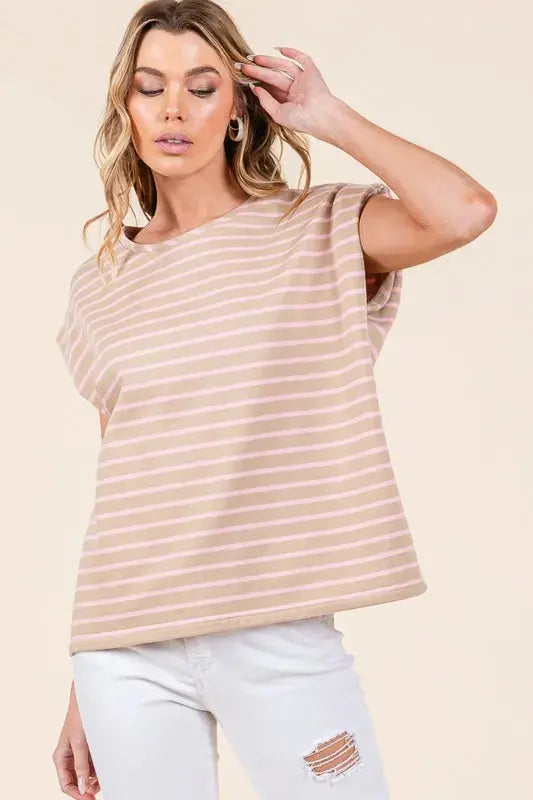Muscle Tee - Lime Chili Striped - Women's Casual Top