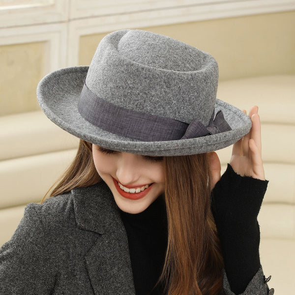 Vintage Bow British Retro Flat Top Hat for Women