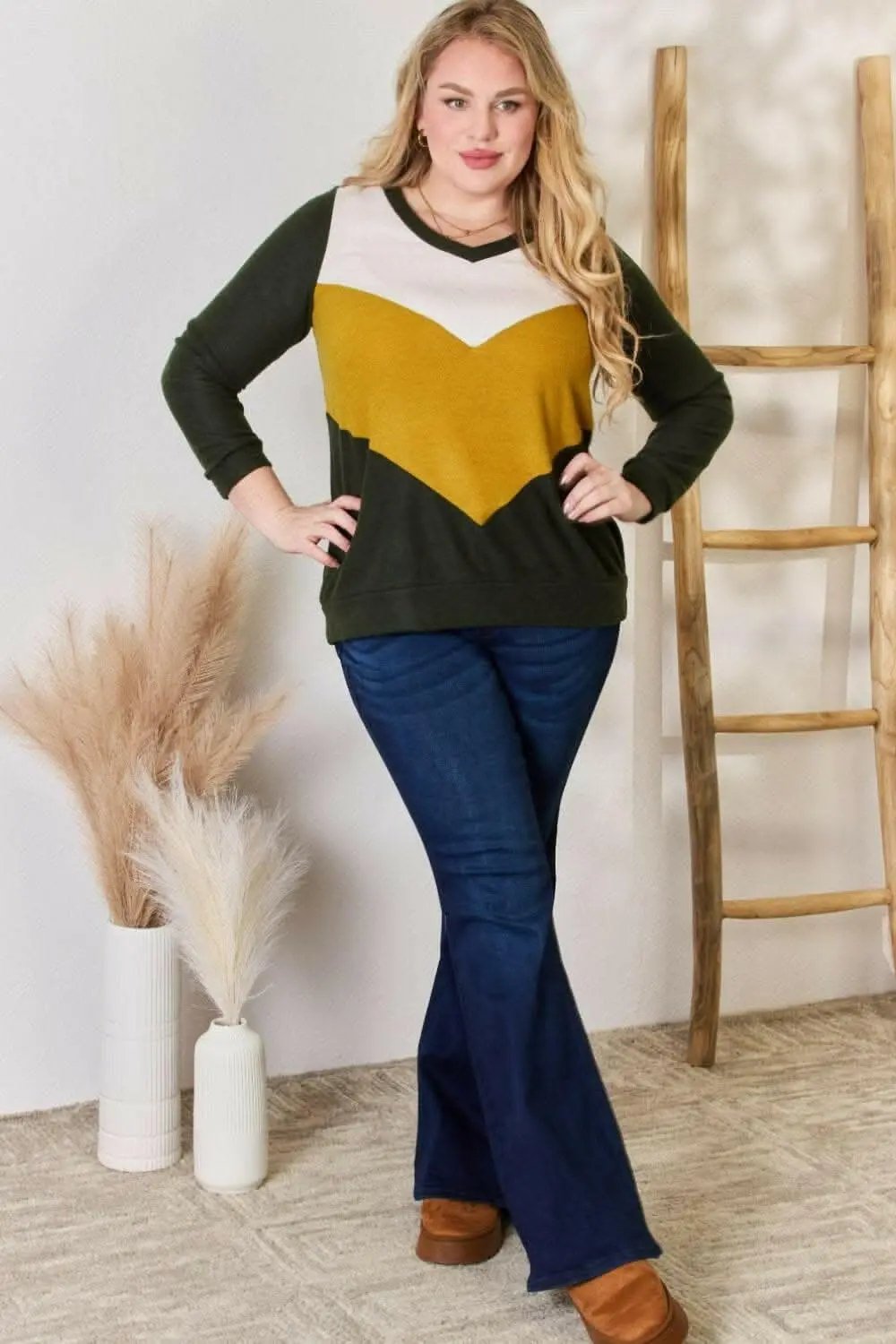 Trendsi Hailey & Co Plus Size Colorblock Blouse