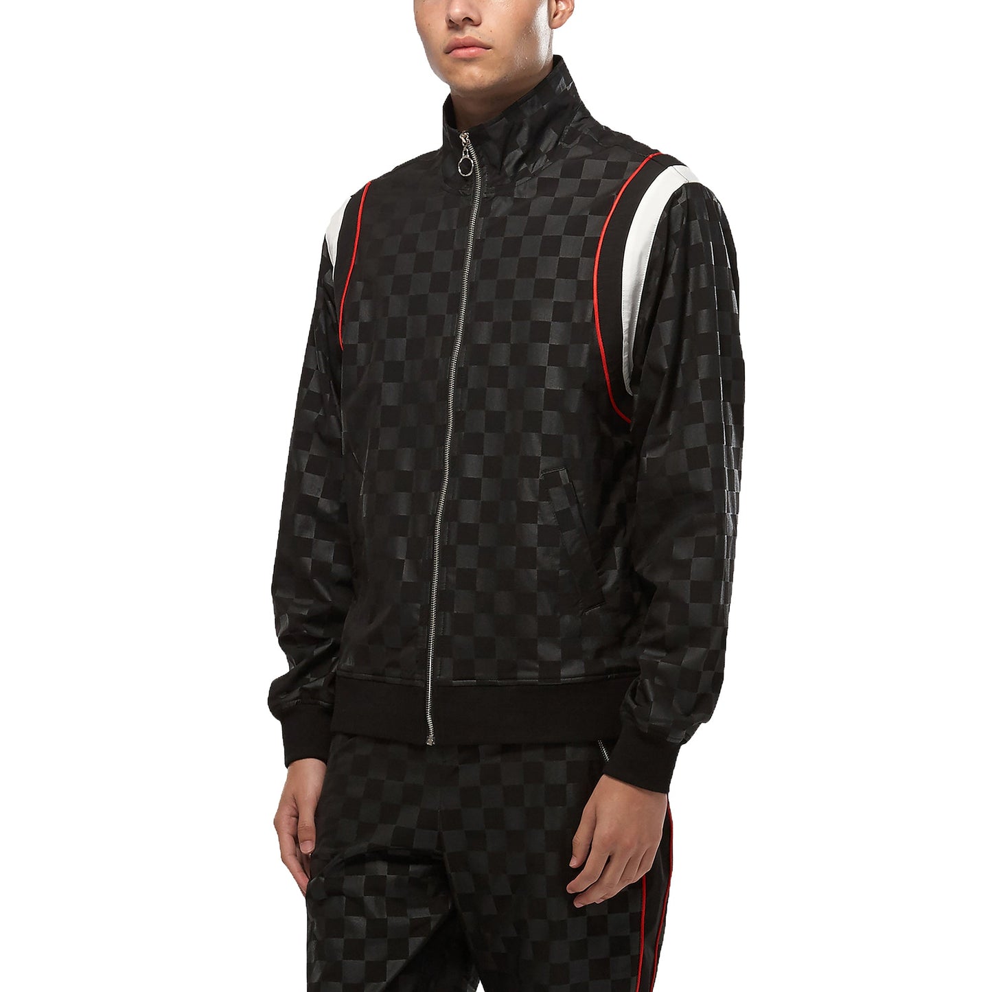 Konus Men's Tonal Checkered Jacket in Black