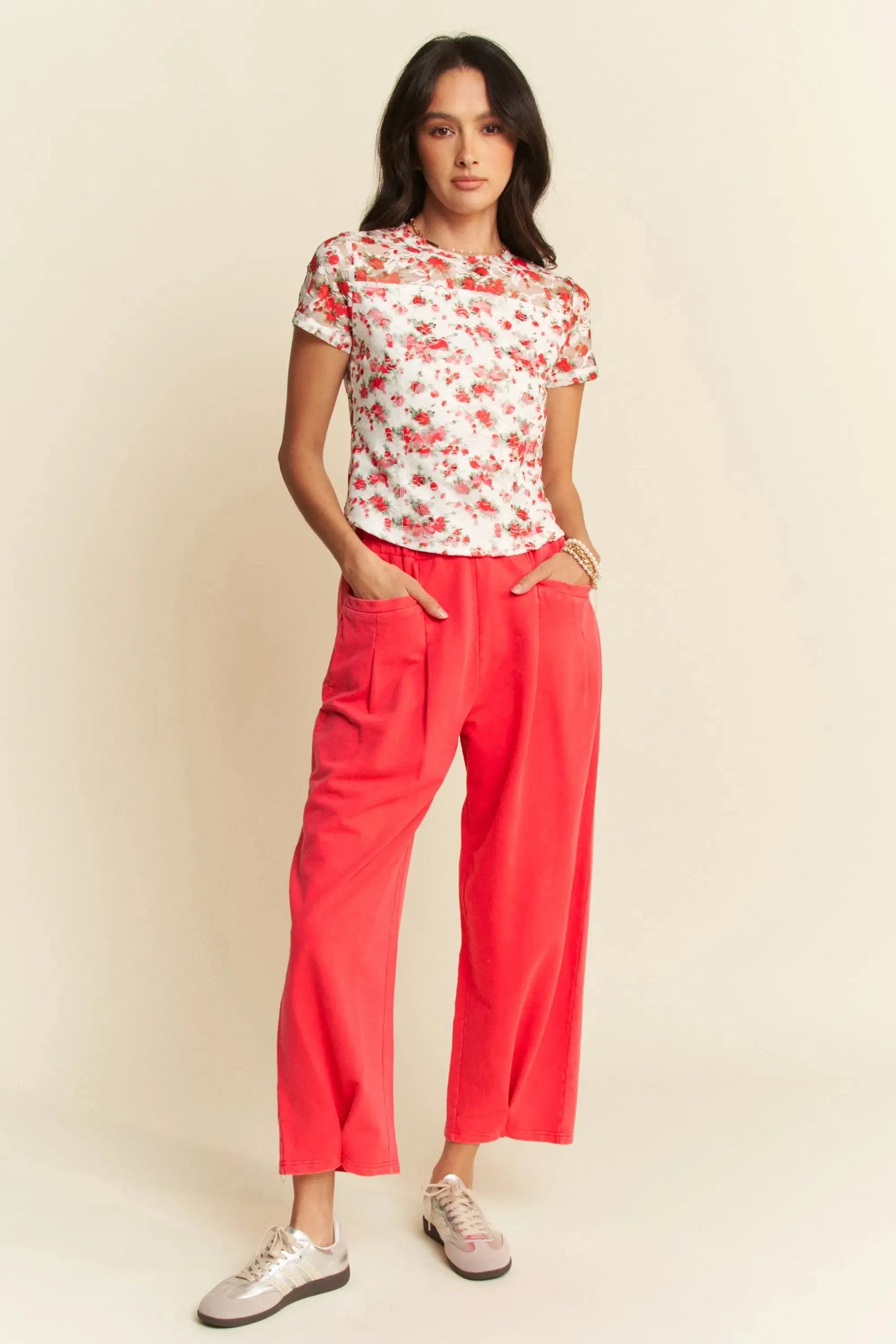 Ribbon Mesh Layered Top - Short Sleeve - Cute Tee