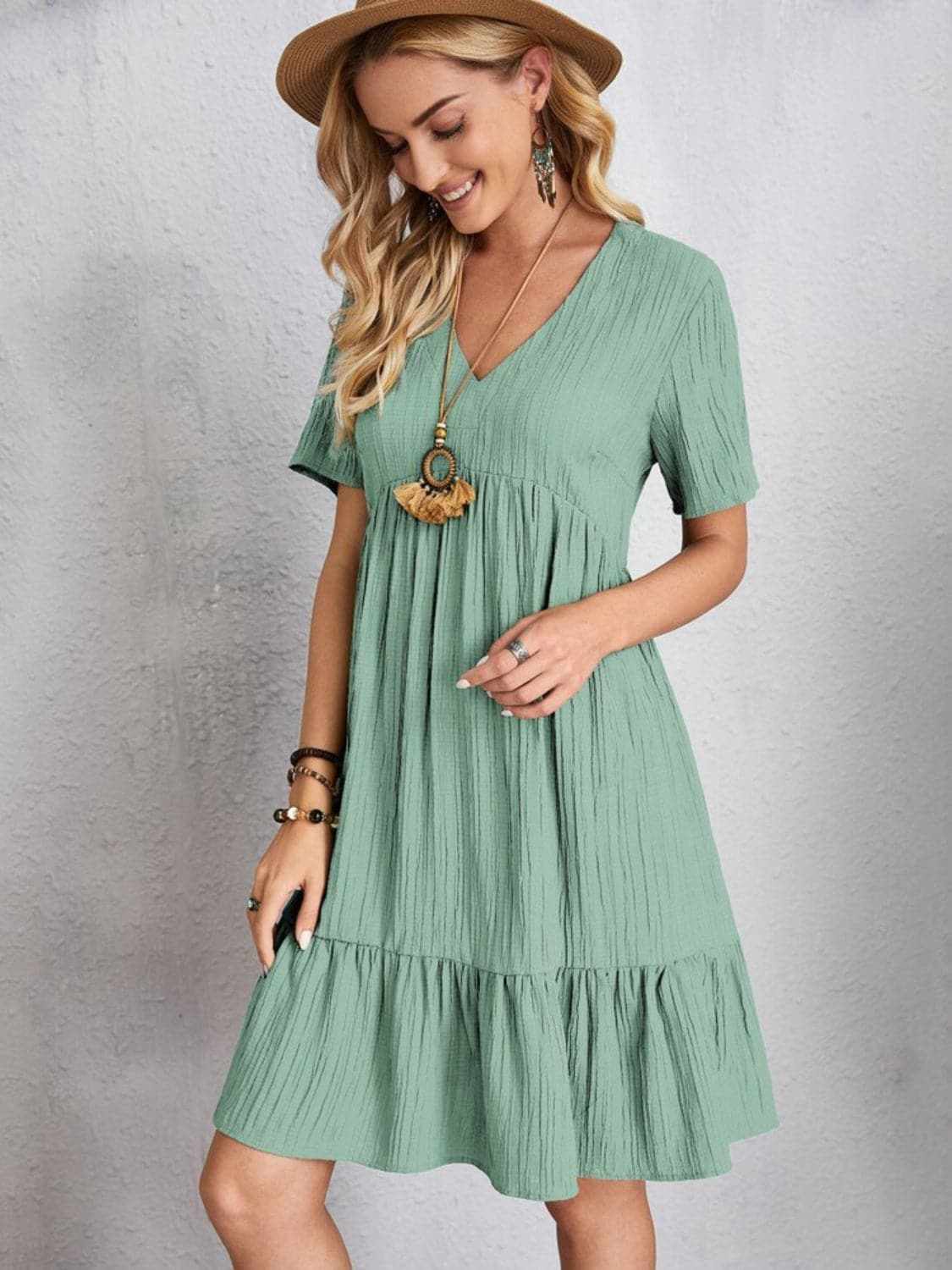 Trendsi Elegant V-neck dress - 100% polyester
