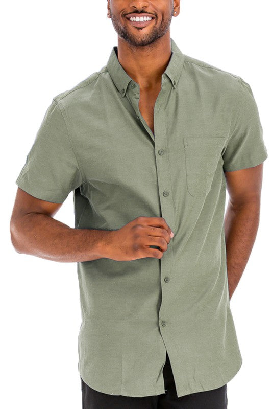 Weiv Men's Casual Short Sleeve Solid Shirts