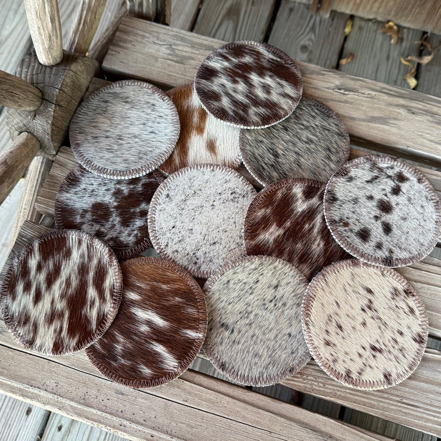 Cowhide Coaster Set