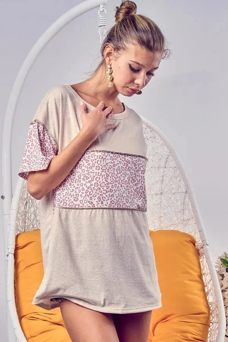 Women's Tee - Leopard Knit Triblend - Casual Style