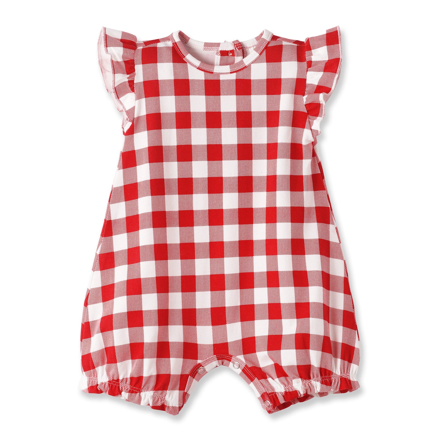 Picnic Plaid Soft Bamboo Shorty Romper for Baby Girls