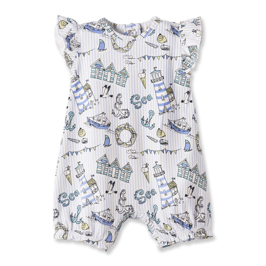 Seashore Bubble Romper – Bamboo Baby Girl Outfit
