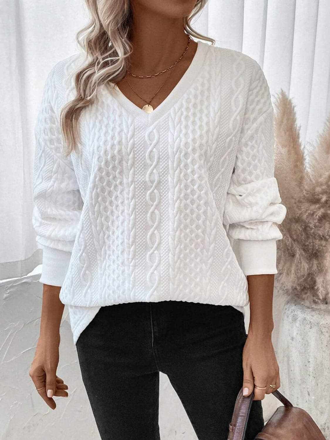 Trendsi Casual V-neck long sleeve top
