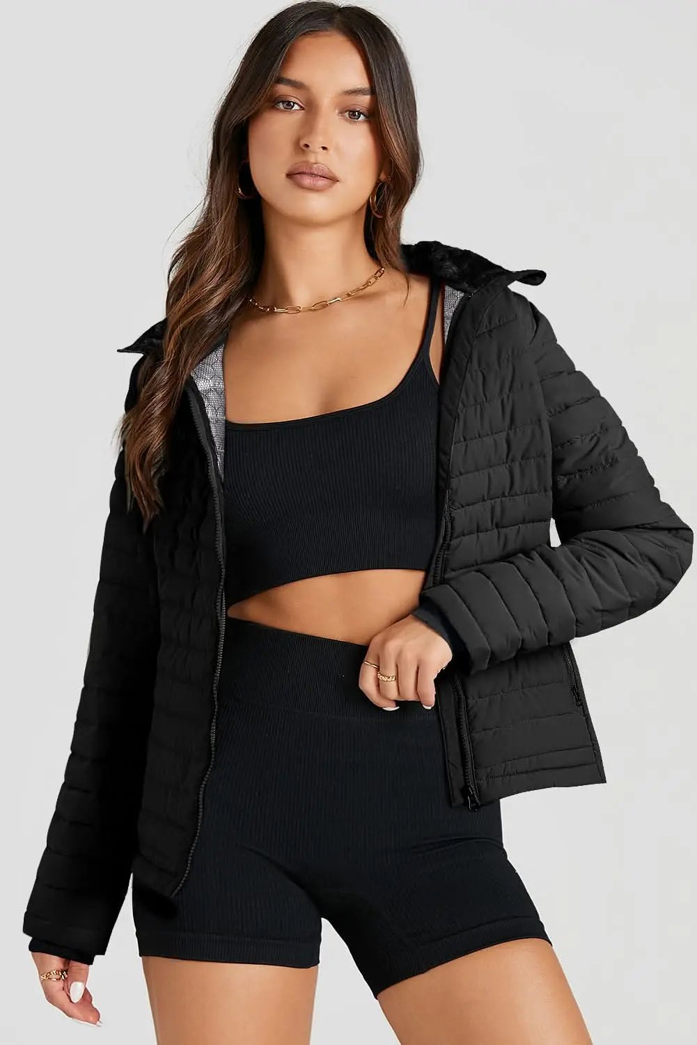 Women's Puffer Jacket - Warm Quilted - Zip-Up Winter Wear
