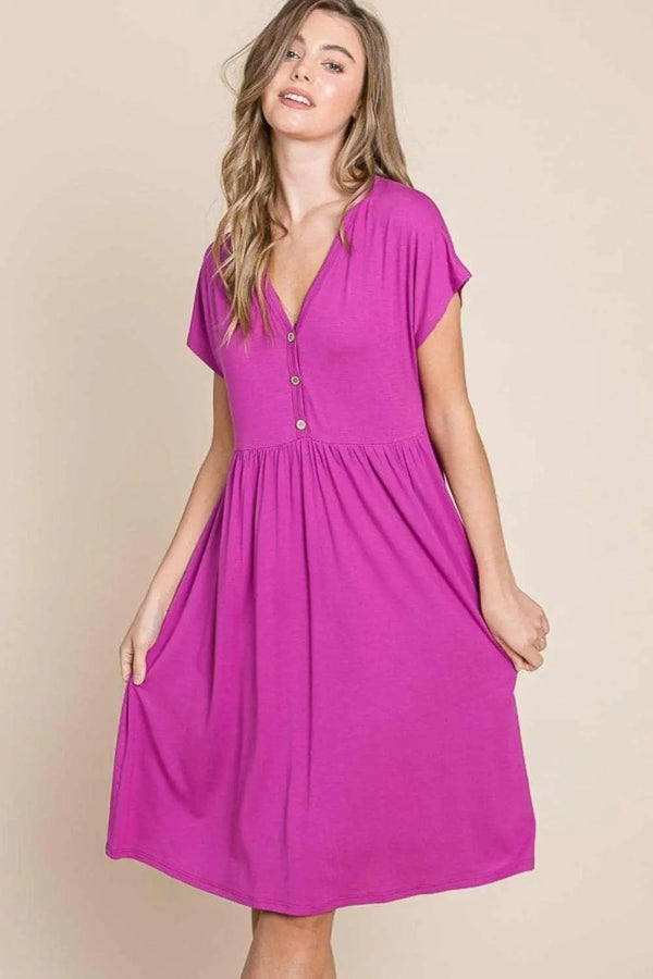Trendsi Elegant V-neck short sleeve dress