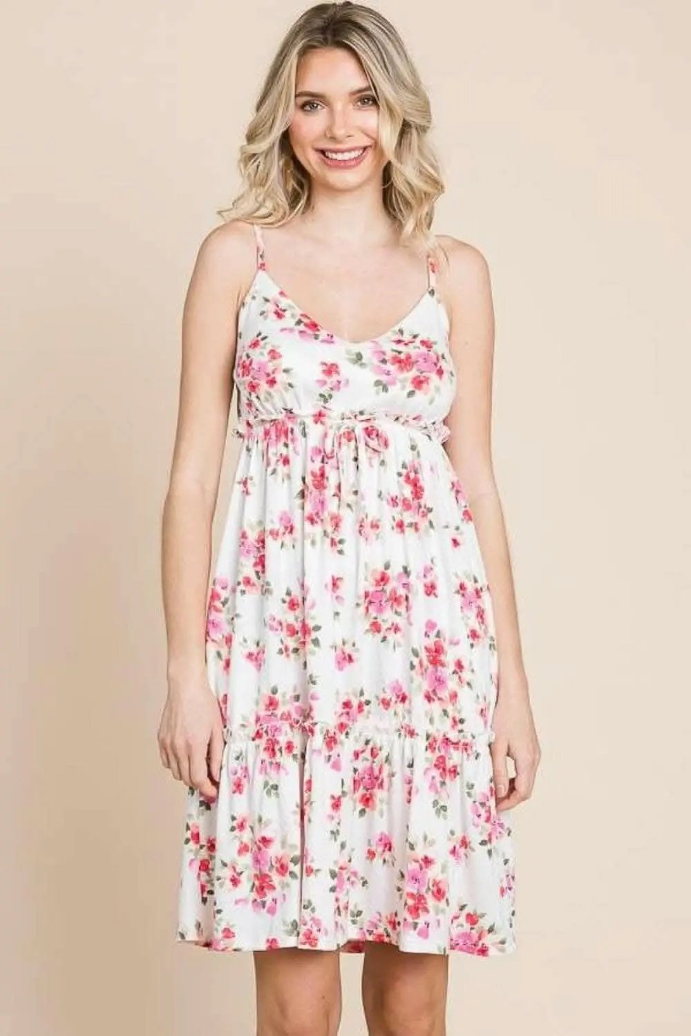 Trendsi just arrived - Culture Code Full Size Floral Frill Cami Dress