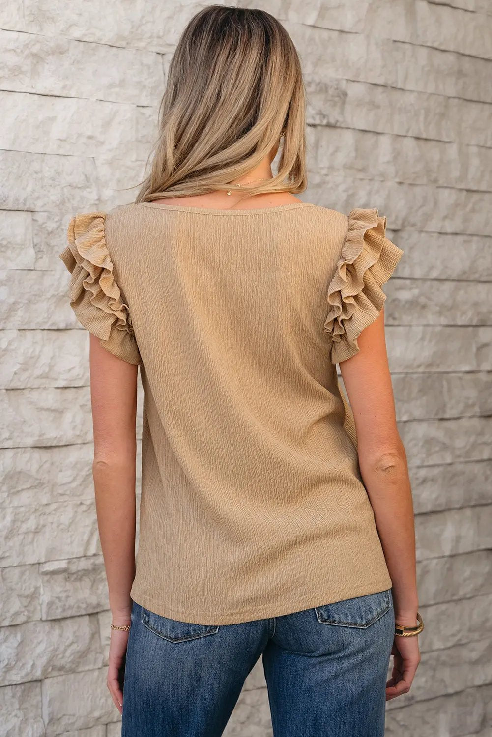 Women's Blouse - Ruffled Sleeve Textured - Southern Belle Style