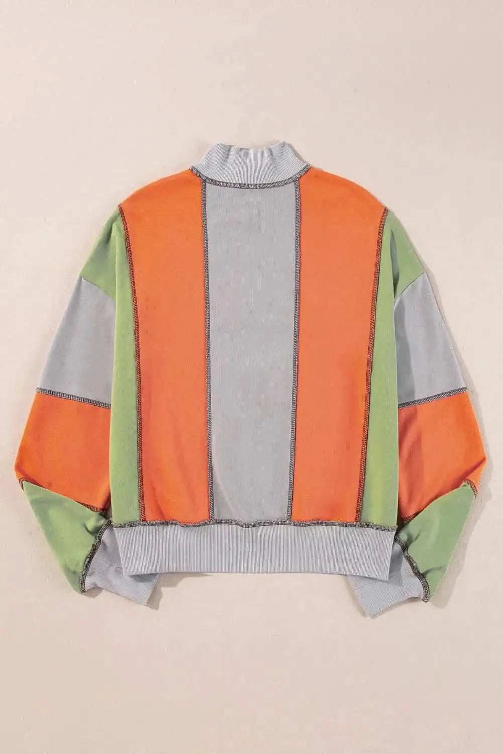 Sweatshirt - Color Block Exposed Seam - Women's Casual Long Sleeve