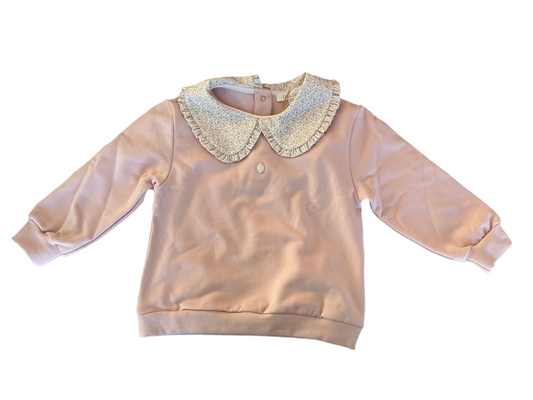 Patachou - Girls Pale Pink Baby Collard Long Sleeve Shirt