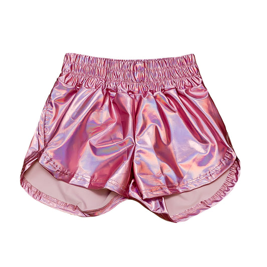 Light Pink Metallic Shorts