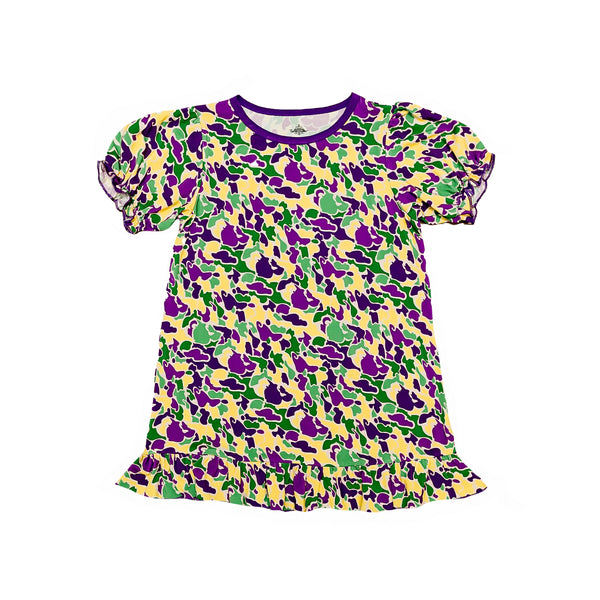 Mardi Gras Camo Bamboo Play Dress
