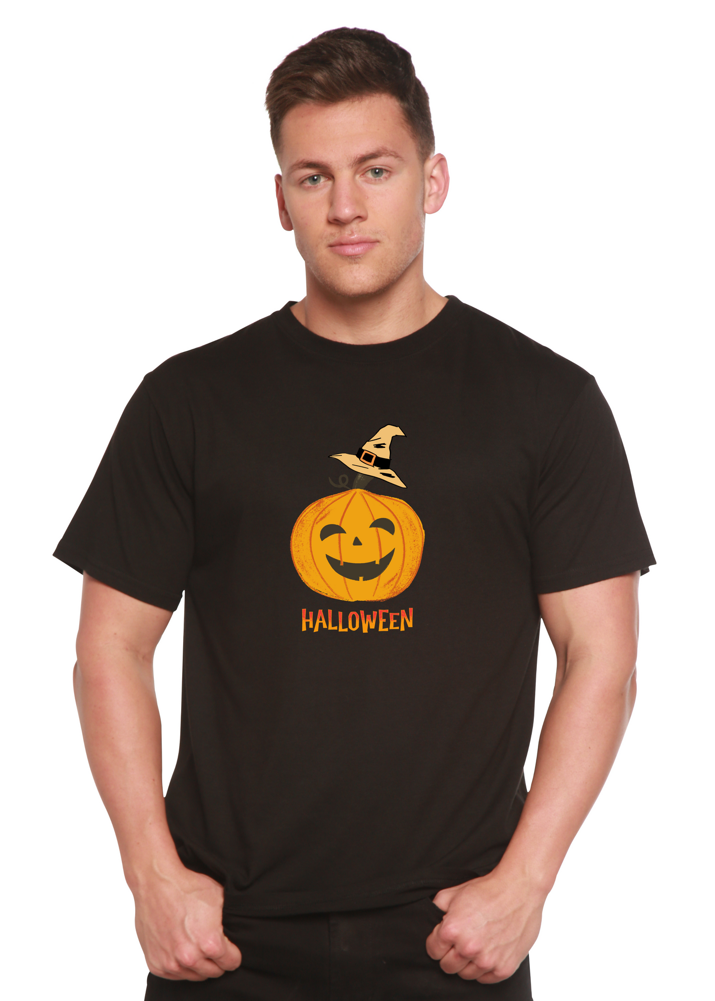 Halloween Pumpkin Unisex Bamboo Viscose/Organic Cotton Short Sleeve Graphic T-Shirt