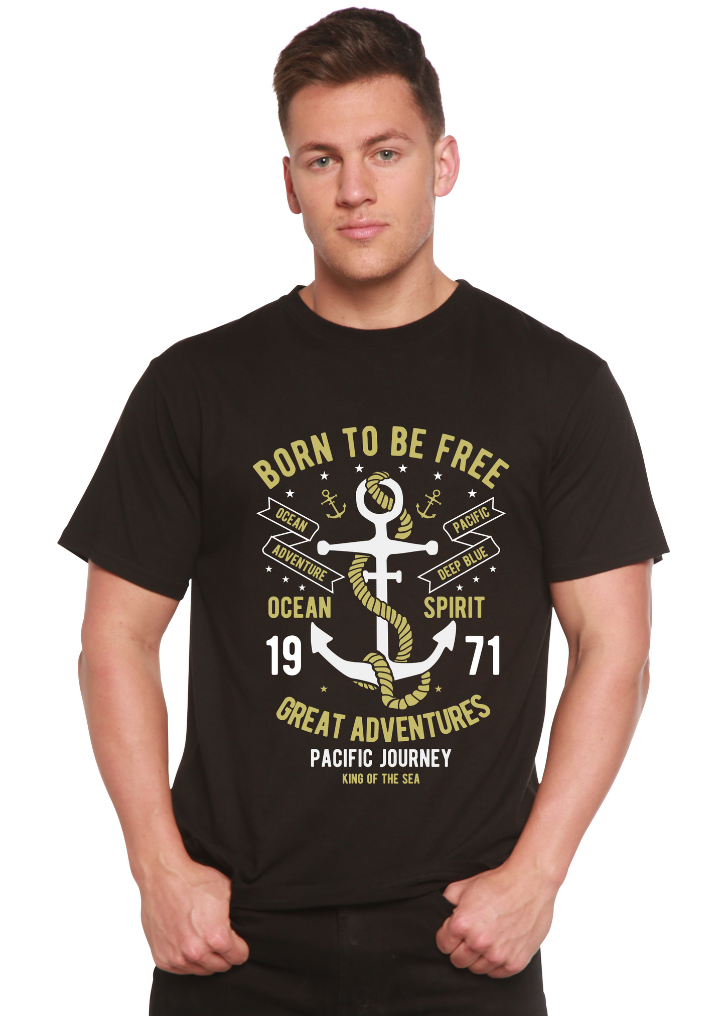 Born To Be Free Men's Bamboo Viscose/Organic Cotton Short Sleeve Graphic T-Shirt