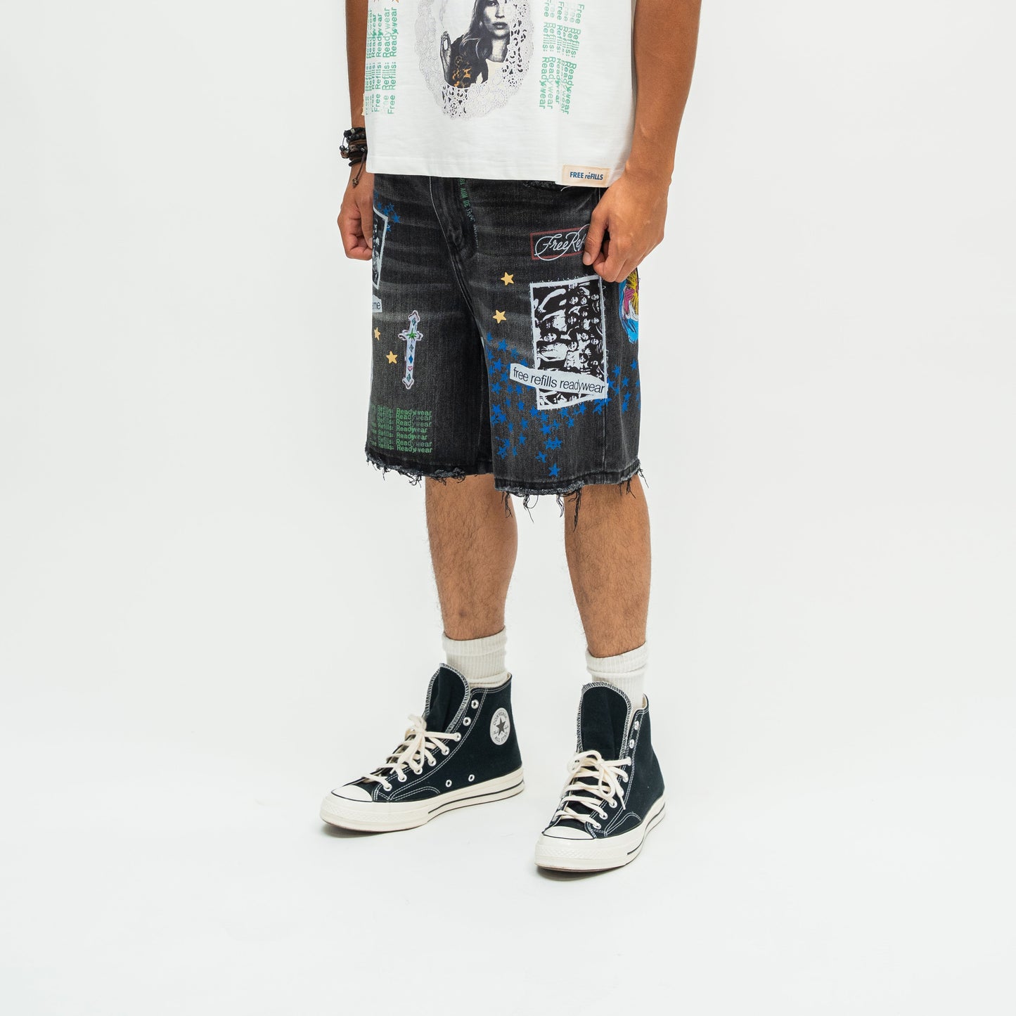 Collage Denim Jorts - Black