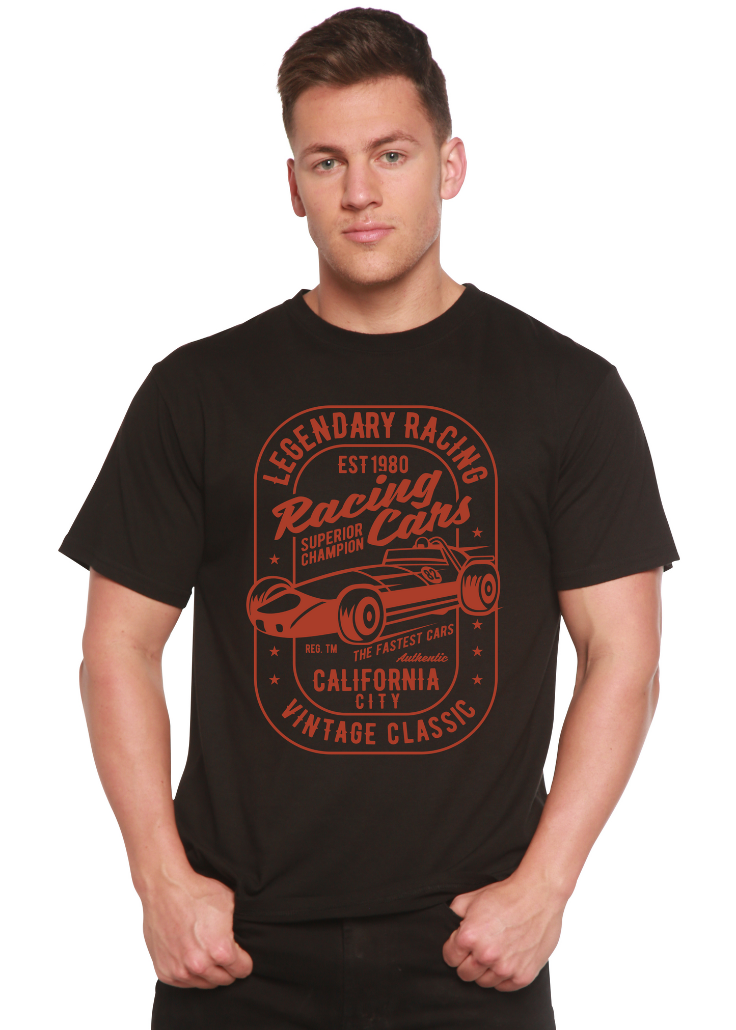 Legendary Racing Cars Men's Bamboo Viscose/Organic Cotton Short Sleeve Graphic T-Shirt
